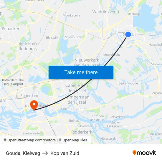 Gouda, Kleiweg to Kop van Zuid map