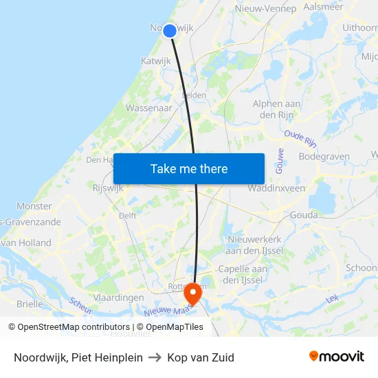 Noordwijk, Piet Heinplein to Kop van Zuid map