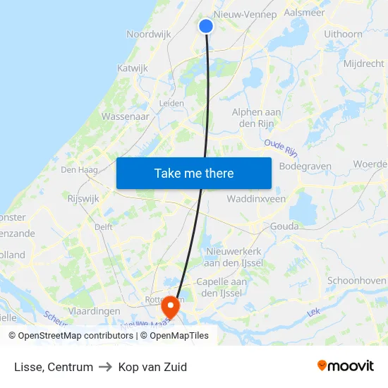 Lisse, Centrum to Kop van Zuid map