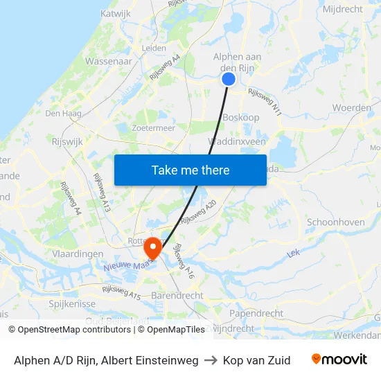 Alphen A/D Rijn, Albert Einsteinweg to Kop van Zuid map