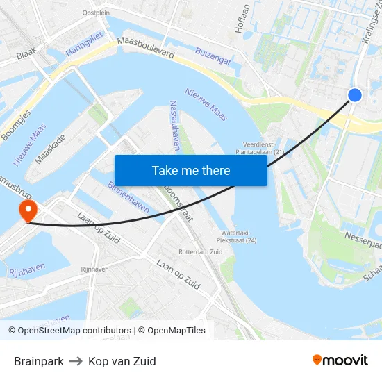 Brainpark to Kop van Zuid map