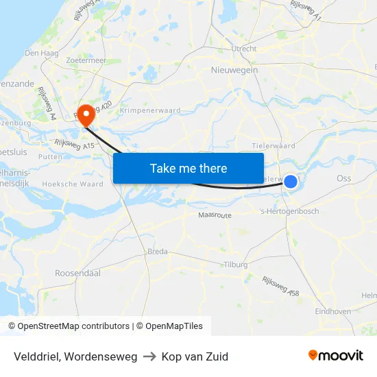 Velddriel, Wordenseweg to Kop van Zuid map