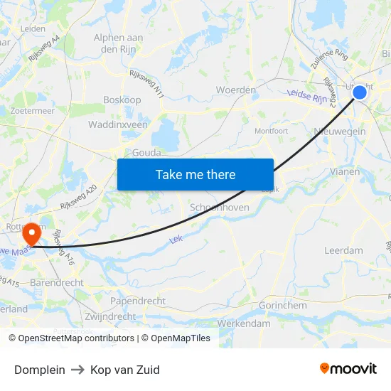Domplein to Kop van Zuid map