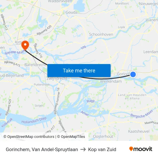 Gorinchem, Van Andel-Spruytlaan to Kop van Zuid map