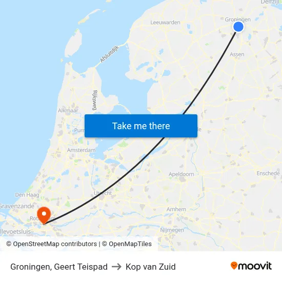 Groningen, Geert Teispad to Kop van Zuid map