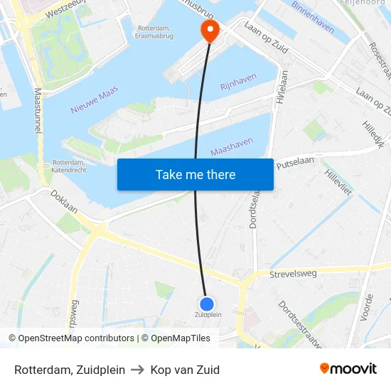 Rotterdam, Zuidplein to Kop van Zuid map