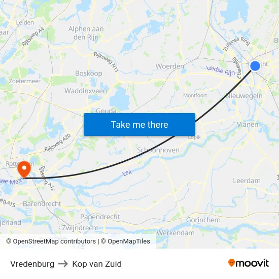 Vredenburg to Kop van Zuid map