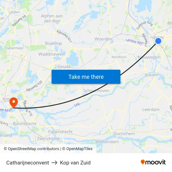 Catharijneconvent to Kop van Zuid map