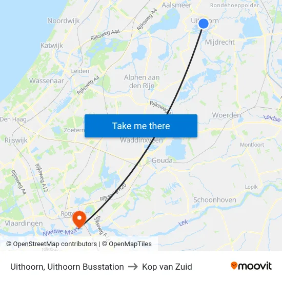 Uithoorn, Uithoorn Busstation to Kop van Zuid map