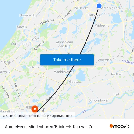 Amstelveen, Middenhoven/Brink to Kop van Zuid map