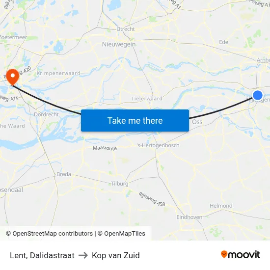 Lent, Dalidastraat to Kop van Zuid map