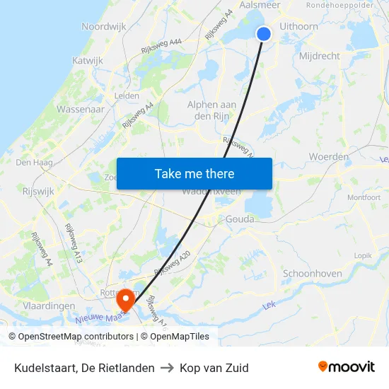 Kudelstaart, De Rietlanden to Kop van Zuid map