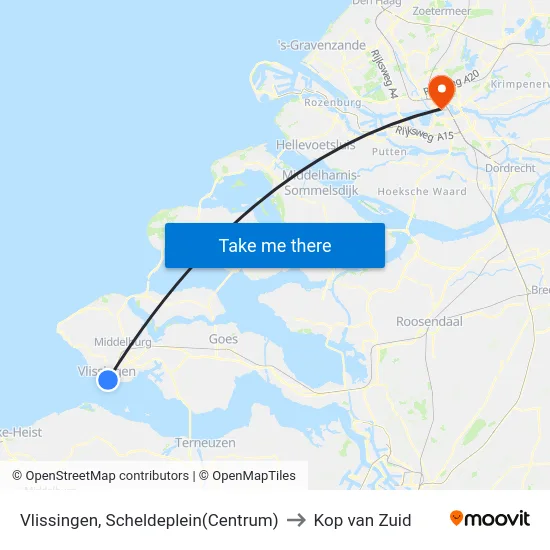 Vlissingen, Scheldeplein(Centrum) to Kop van Zuid map
