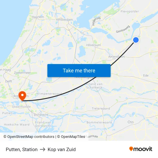 Putten, Station to Kop van Zuid map