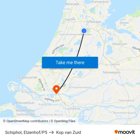 Schiphol, Elzenhof/P5 to Kop van Zuid map