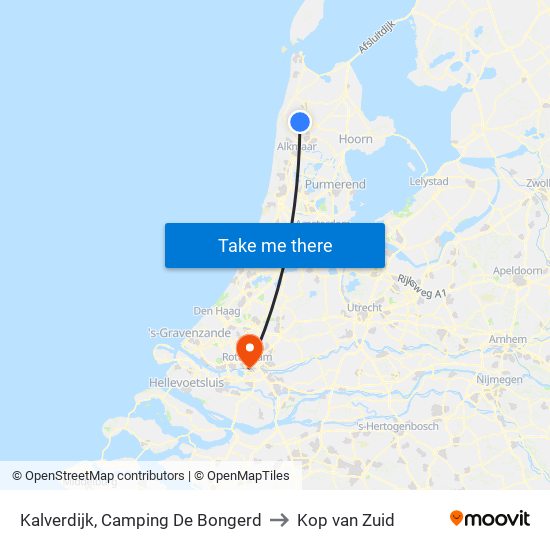 Kalverdijk, Camping De Bongerd to Kop van Zuid map