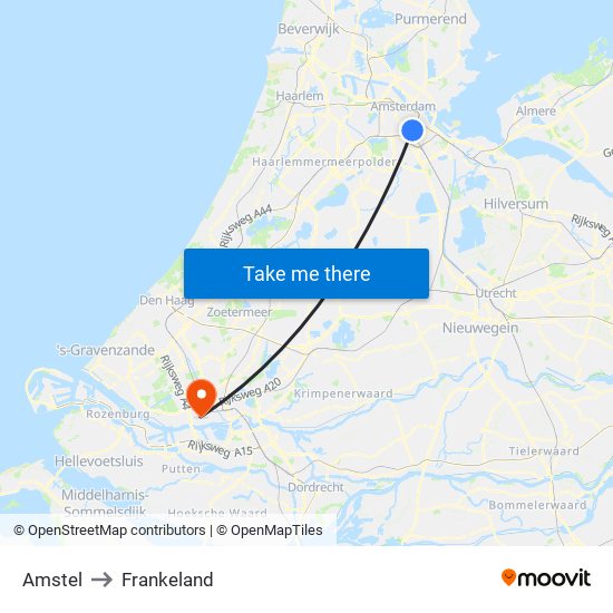 Amstel to Frankeland map