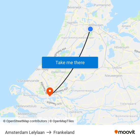 Amsterdam Lelylaan to Frankeland map