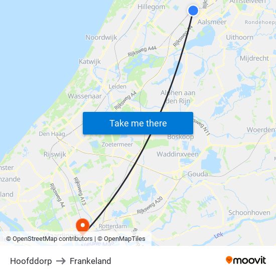 Hoofddorp to Frankeland map