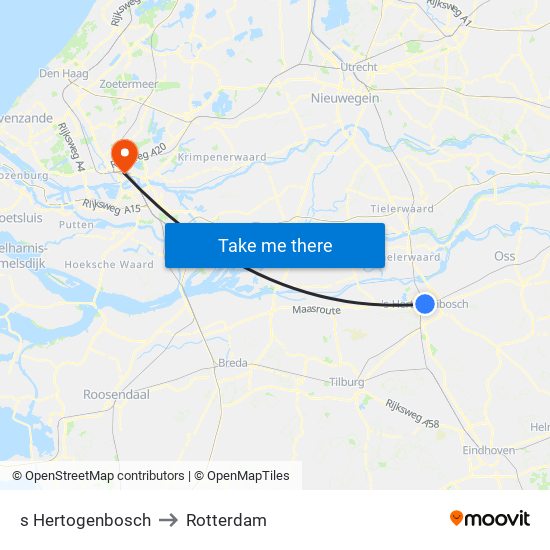 s Hertogenbosch to Rotterdam map