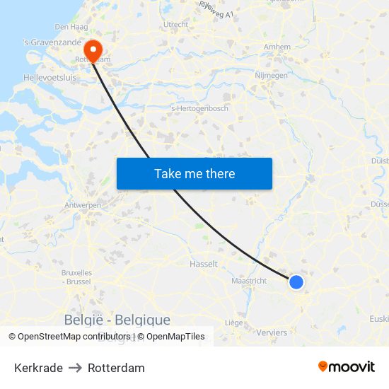 Kerkrade to Rotterdam map