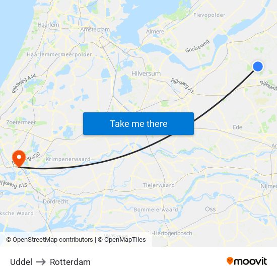 Uddel to Rotterdam map