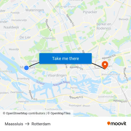 Maassluis to Rotterdam map
