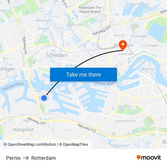 Pernis to Rotterdam map