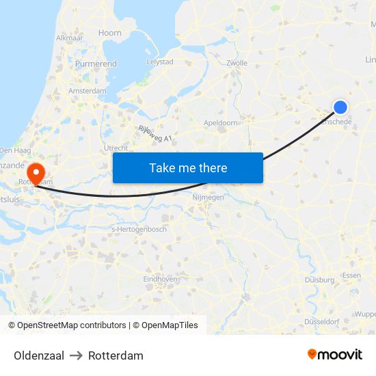 Oldenzaal to Rotterdam map