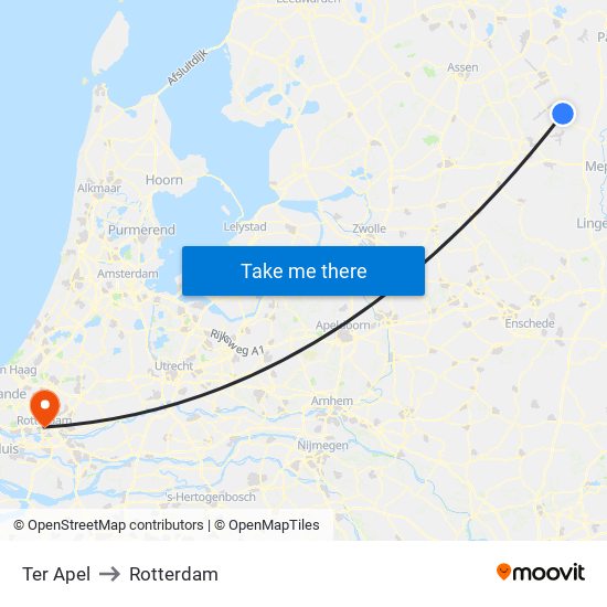 Ter Apel to Rotterdam map