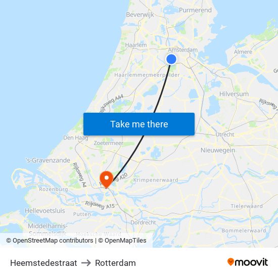 Heemstedestraat, 1066 XV Amsterdam to Rotterdam map