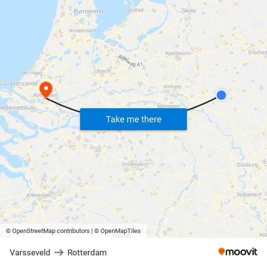 Varsseveld to Rotterdam map