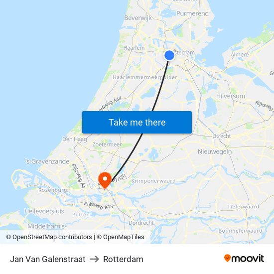 Jan Van Galenstraat to Rotterdam map