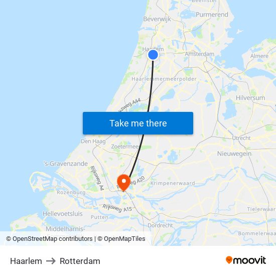 Haarlem to Rotterdam map