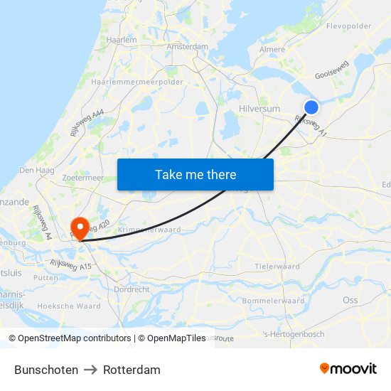 Bunschoten to Rotterdam map