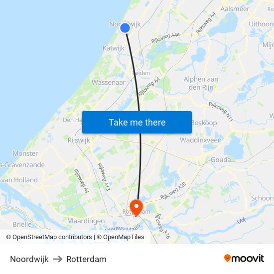 Noordwijk to Rotterdam map