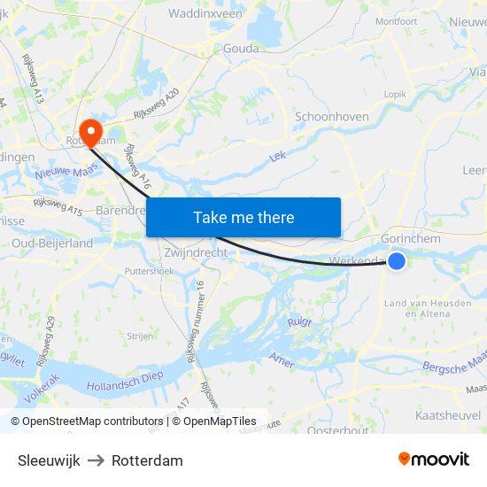 Sleeuwijk to Rotterdam map