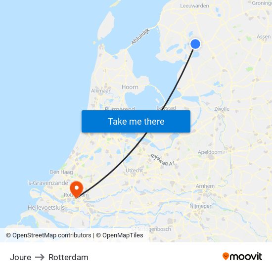 Joure to Rotterdam map