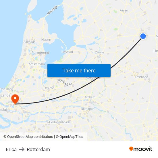 Erica to Rotterdam map