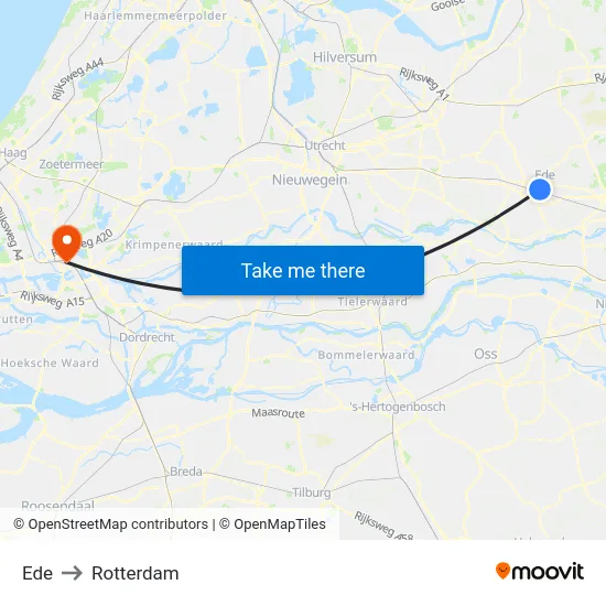 Ede to Rotterdam map