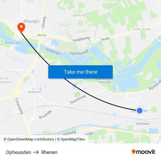 Opheusden to Rhenen map