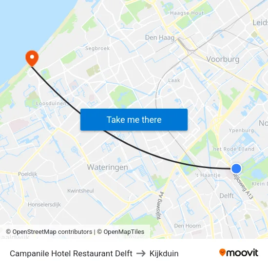 Campanile Hotel Restaurant Delft to Kijkduin map