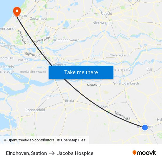 Eindhoven, Station to Jacobs Hospice map