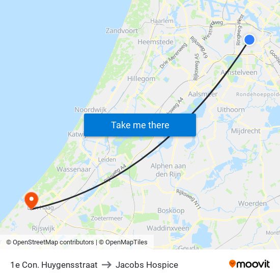 1e Con. Huygensstraat to Jacobs Hospice map