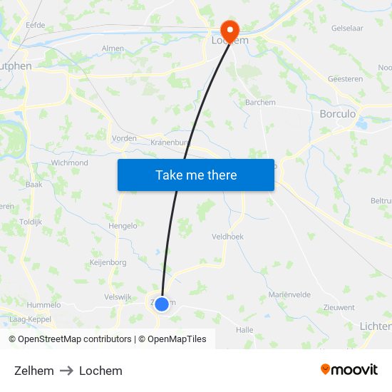 Zelhem to Lochem map