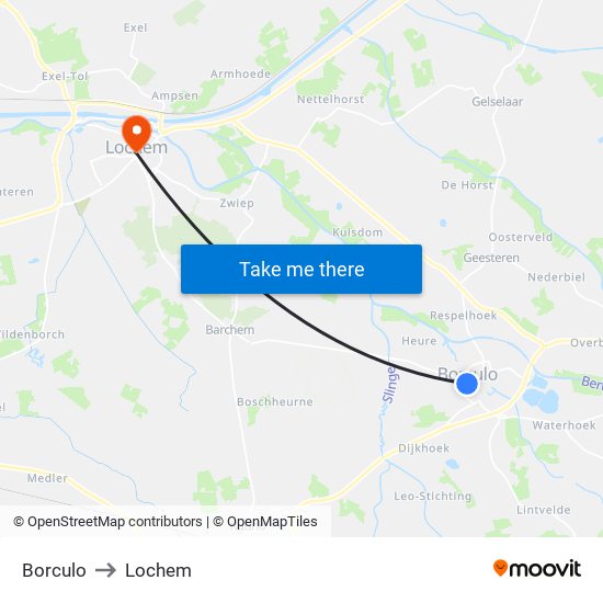 Borculo to Lochem map