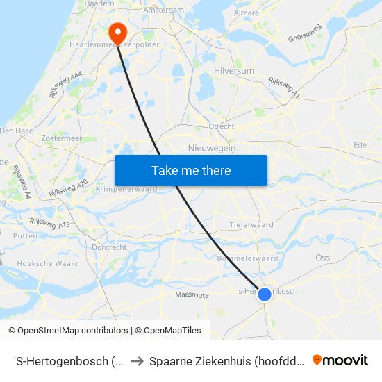 'S-Hertogenbosch (Den Bosch) to Spaarne Ziekenhuis (hoofddorp) Neurologie map