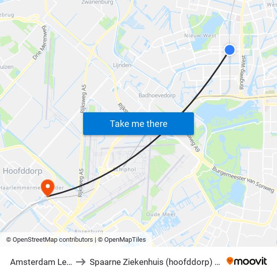 Amsterdam Lelylaan to Spaarne Ziekenhuis (hoofddorp) Neurologie map