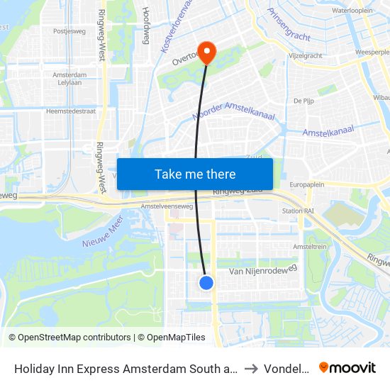 Holiday Inn Express Amsterdam South an IHG Hotel to Vondelpark map