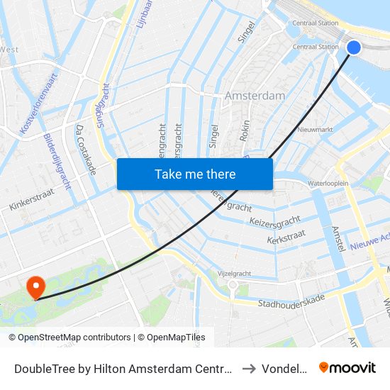 DoubleTree by Hilton Amsterdam Centraal Station to Vondelpark map